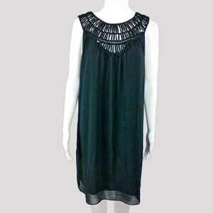 Max Studio Sheer Shift Black Babydoll Dress